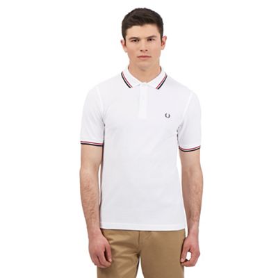 Fred Perry Big and tall White twin tipped slim polo shirt